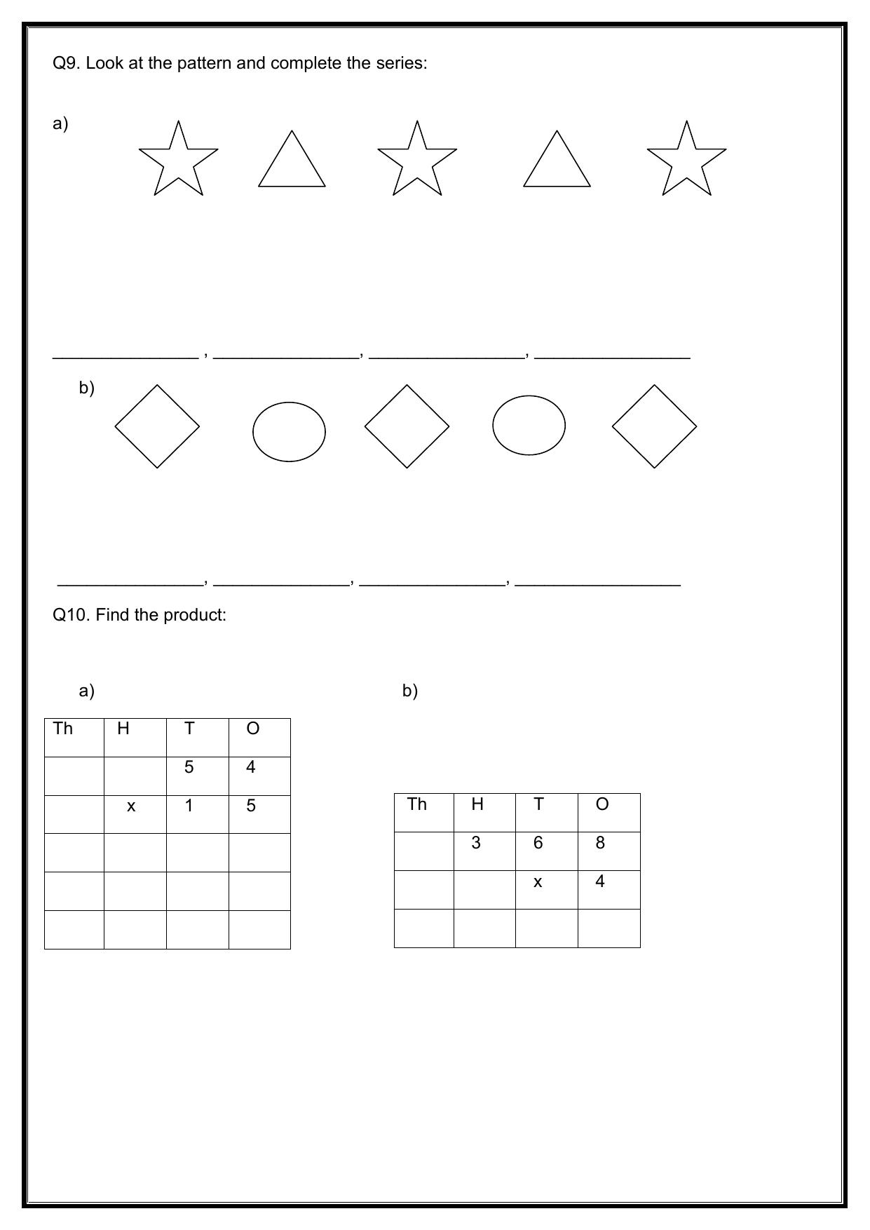 Worksheet for Class 3 Mathematics Assignment 19 - Page 2
