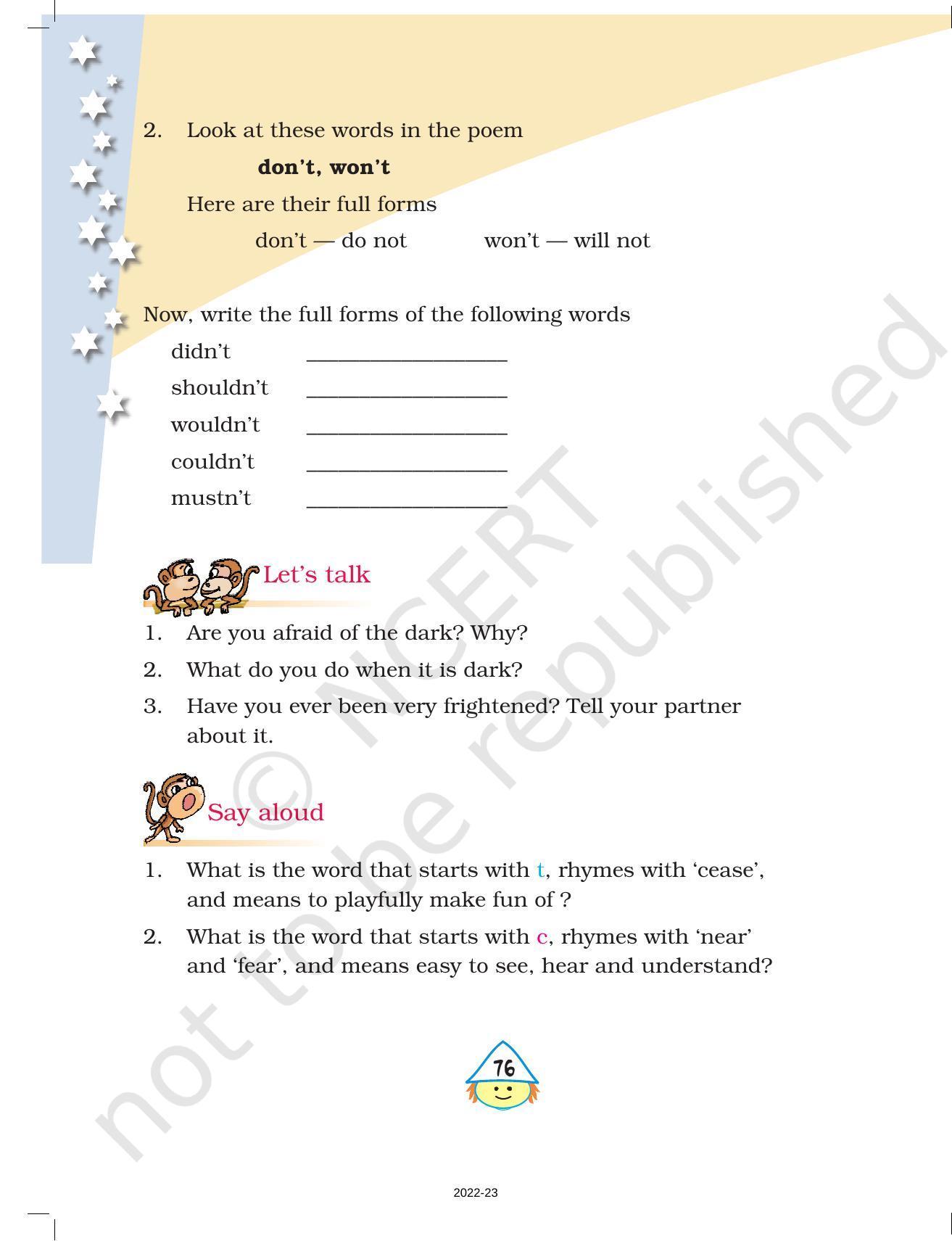 NCERT Book for Class 4 English (Poem): Chapter 9-Don’t be Afraid of the Dark - Page 4