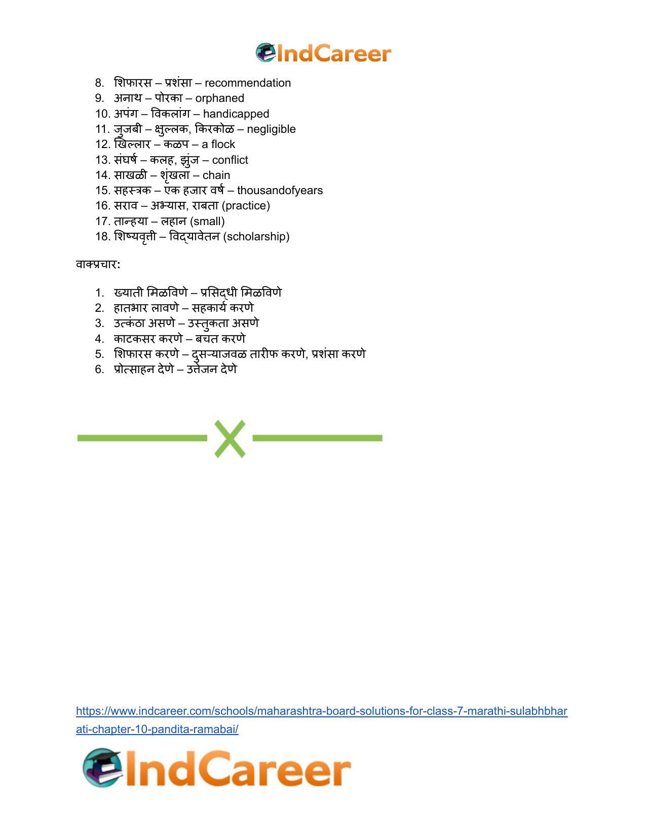 Maharashtra Board Solutions for Class 7- Marathi Sulabhbharati: Chapter 10- पंडिता रमाबाई - Page 20