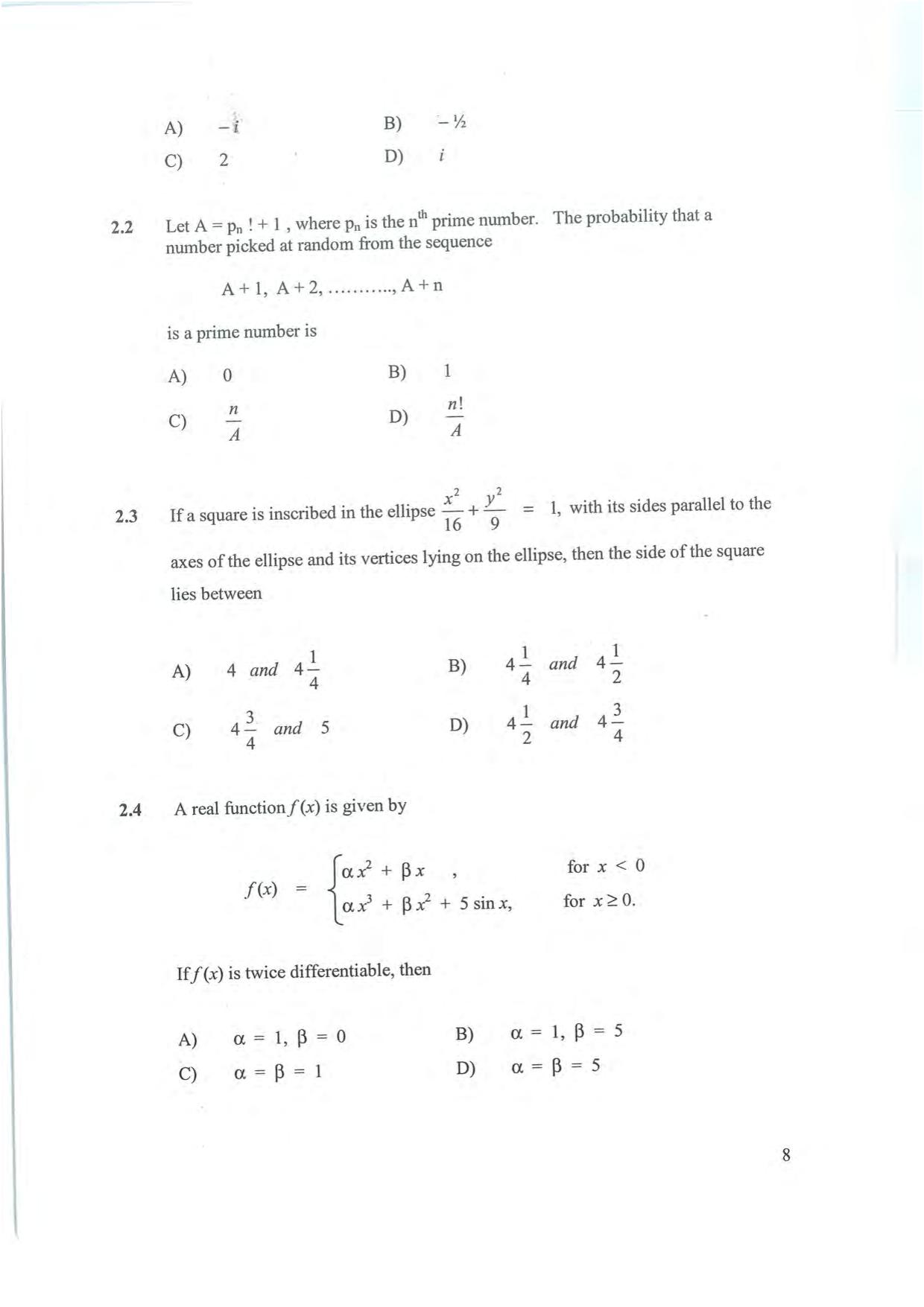 NEST 2008 Question Paper - Page 8