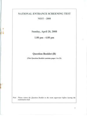NEST 2008 Question Paper