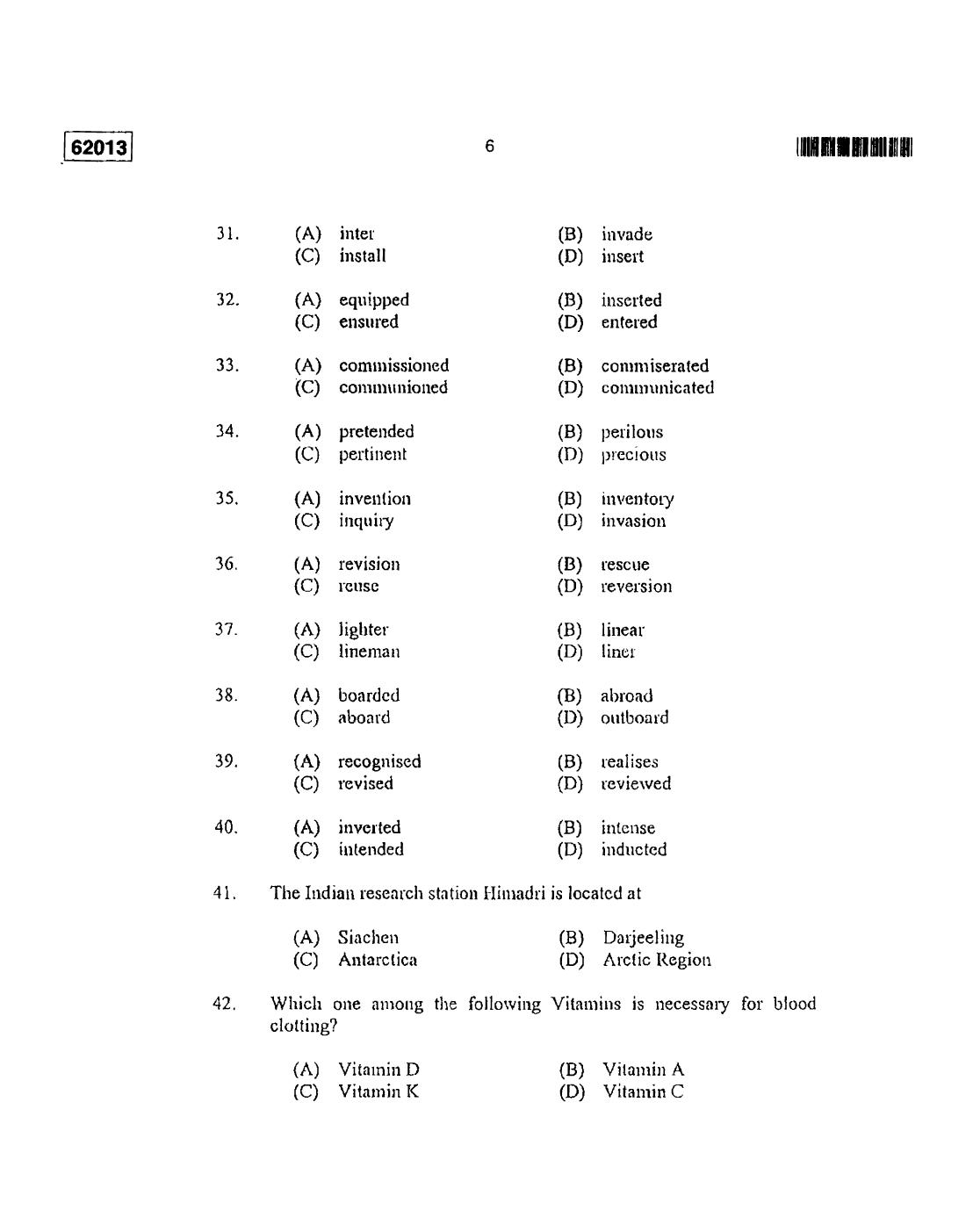 CUSAT CAT 2013 APTITUDE TEST FOR MIP., Ph.D. AND LL.M., Ph..D. Question Paper - Page 7