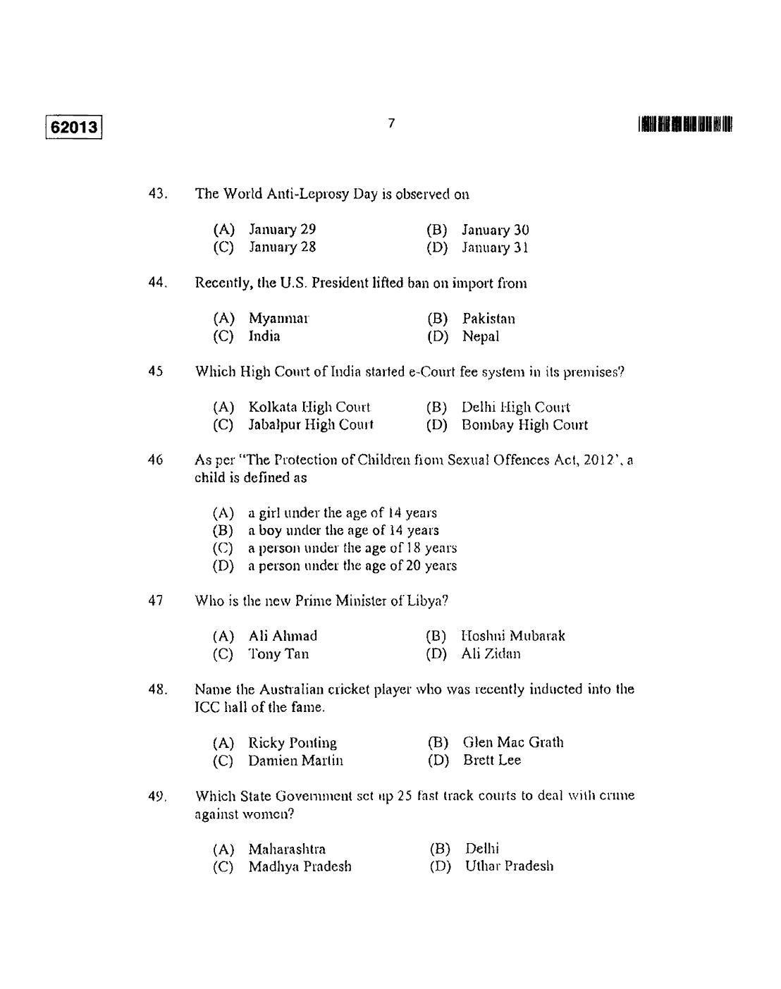 CUSAT CAT 2013 APTITUDE TEST FOR MIP., Ph.D. AND LL.M., Ph..D. Question Paper - Page 8