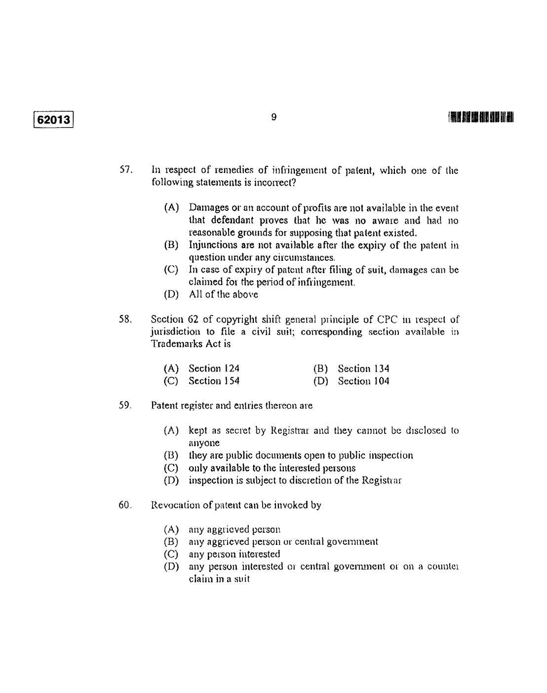 CUSAT CAT 2013 APTITUDE TEST FOR MIP., Ph.D. AND LL.M., Ph..D. Question Paper - Page 10