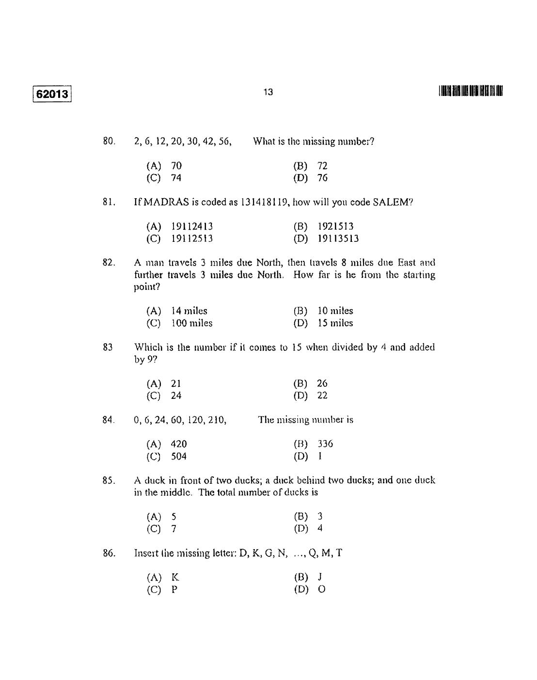 CUSAT CAT 2013 APTITUDE TEST FOR MIP., Ph.D. AND LL.M., Ph..D. Question Paper - Page 14