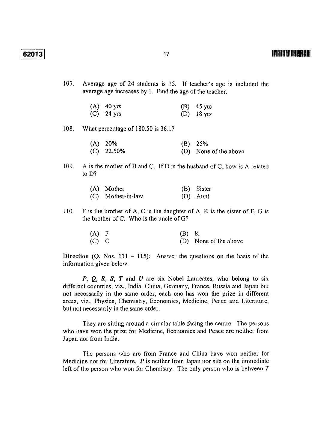 CUSAT CAT 2013 APTITUDE TEST FOR MIP., Ph.D. AND LL.M., Ph..D. Question Paper - Page 18