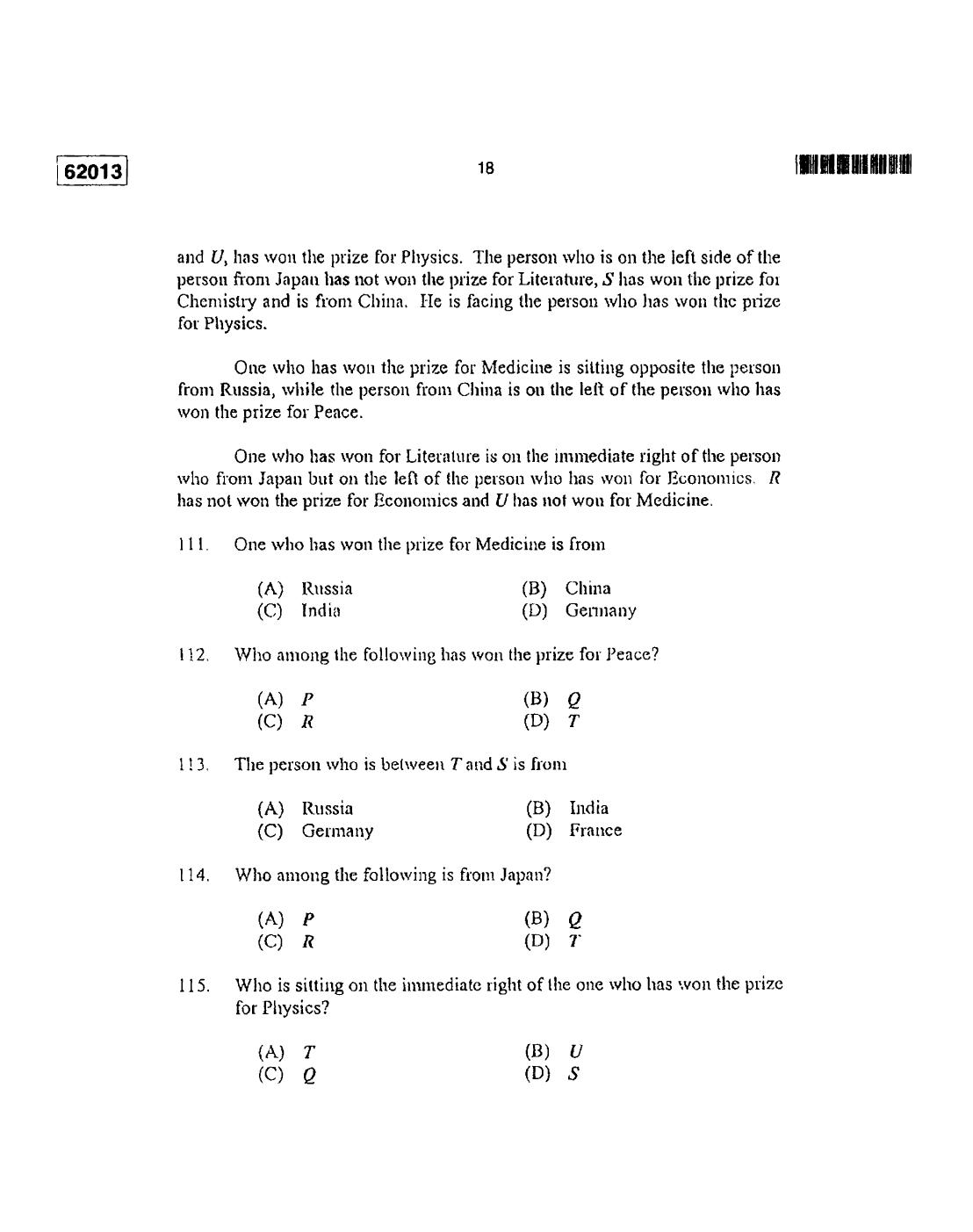 CUSAT CAT 2013 APTITUDE TEST FOR MIP., Ph.D. AND LL.M., Ph..D. Question Paper - Page 19