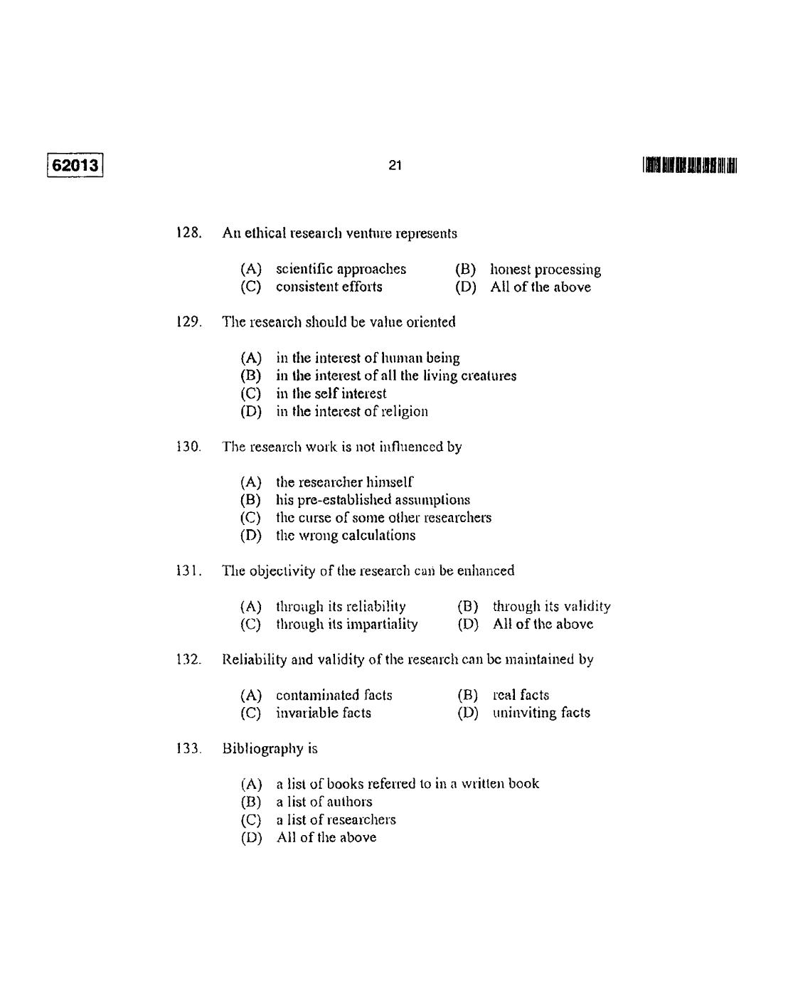 CUSAT CAT 2013 APTITUDE TEST FOR MIP., Ph.D. AND LL.M., Ph..D. Question Paper - Page 22