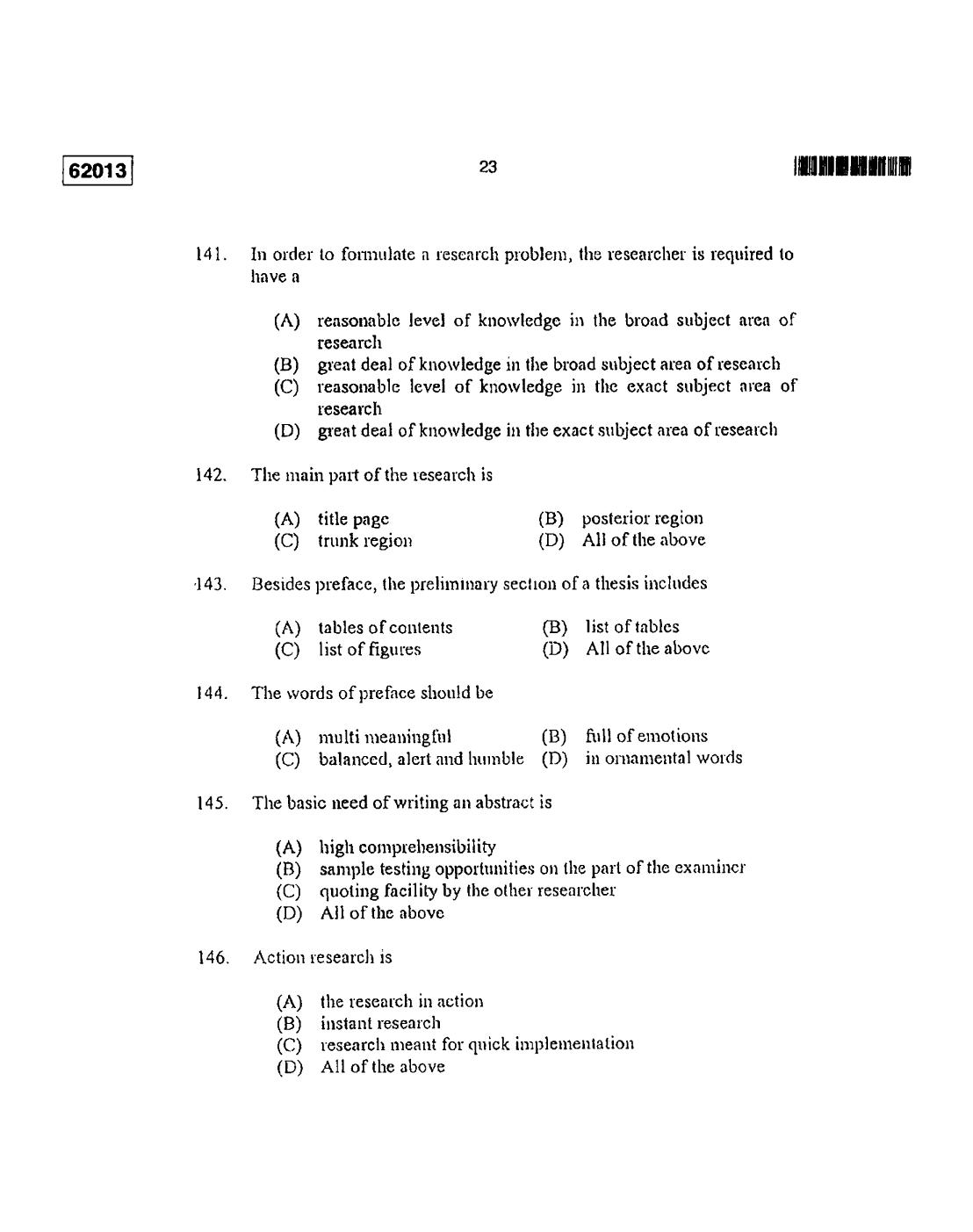 CUSAT CAT 2013 APTITUDE TEST FOR MIP., Ph.D. AND LL.M., Ph..D. Question Paper - Page 24