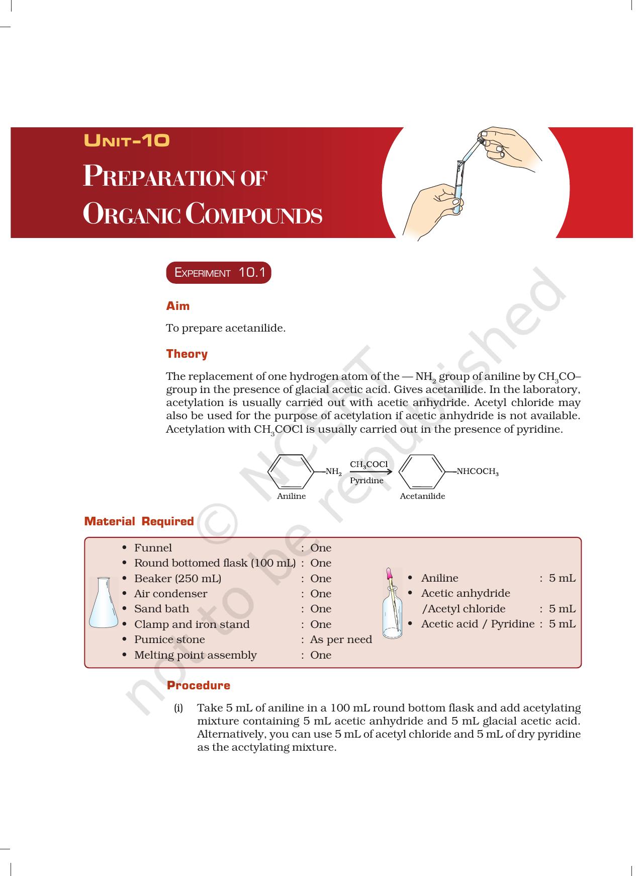 NCERT Laboratory Manuals for Class XII Chemistry Unit 10 (Preparation