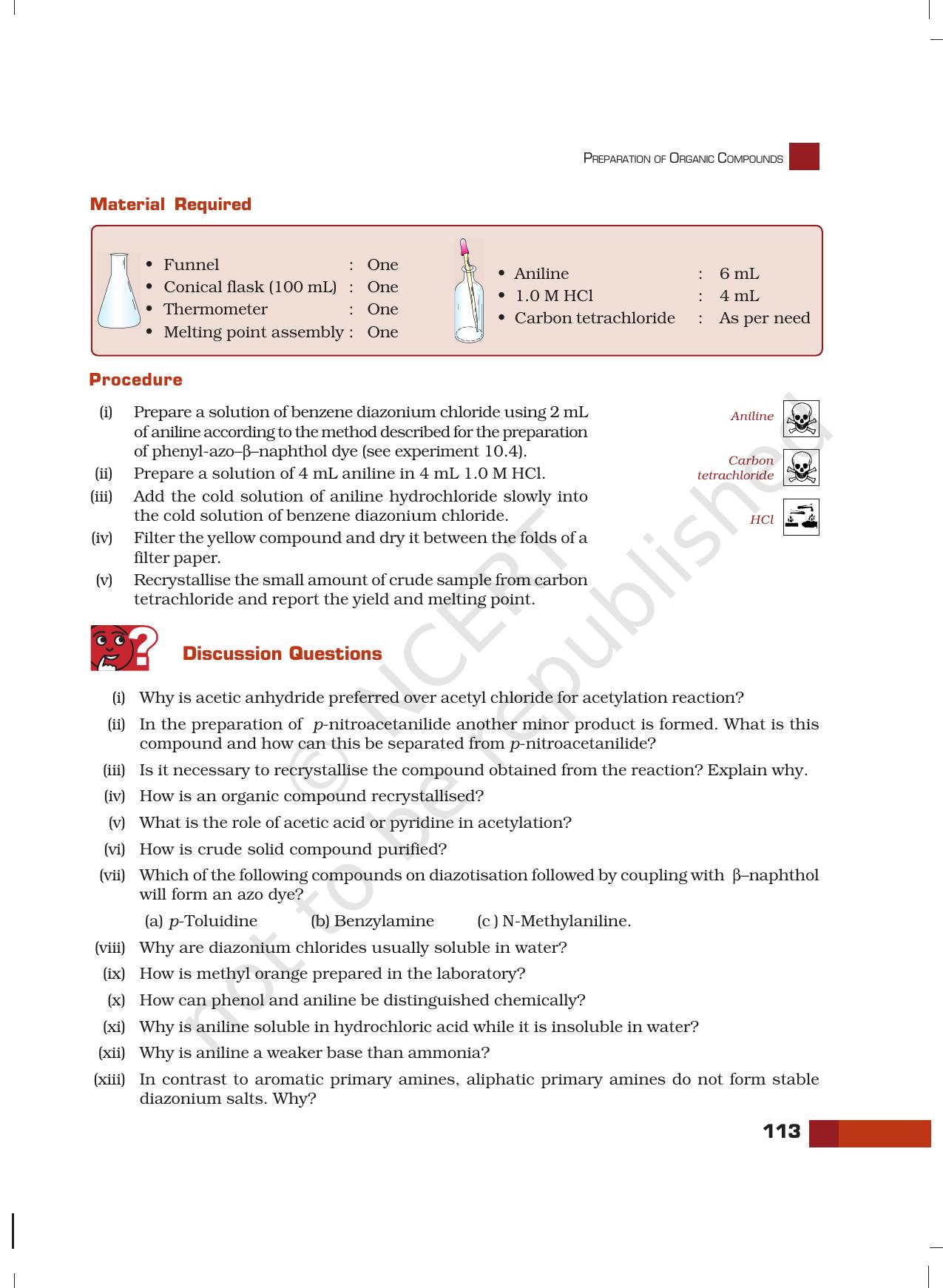 NCERT Laboratory Manuals for Class XII Chemistry - Unit 10 (Preparation of organic Compounds) - Page 10
