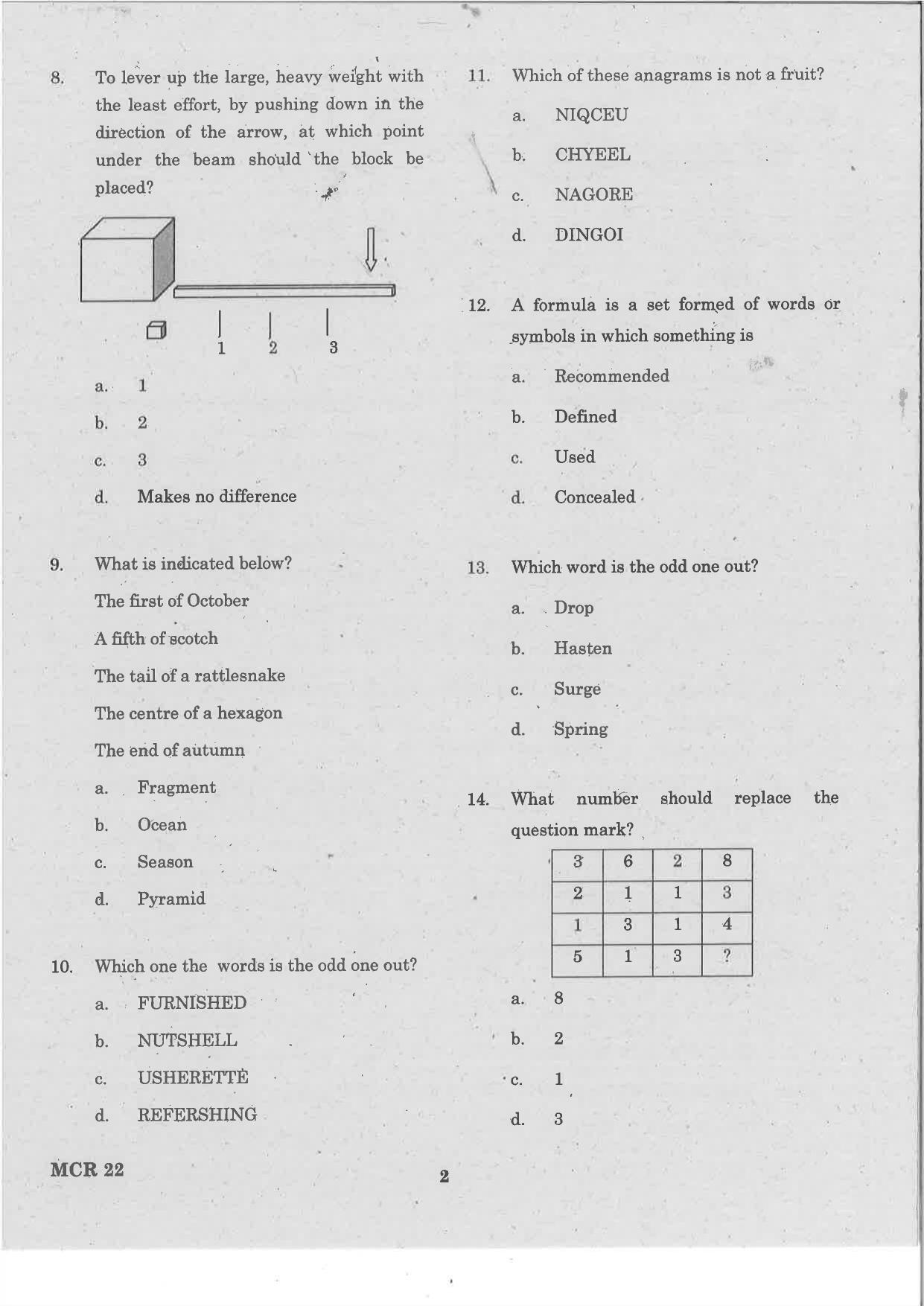 TANCET 2022 MCA Question Papers - Page 2