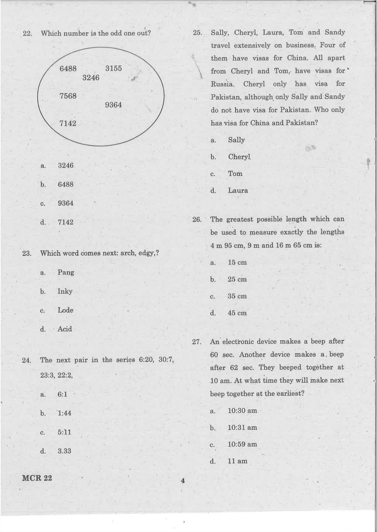 TANCET 2022 MCA Question Papers - Page 4