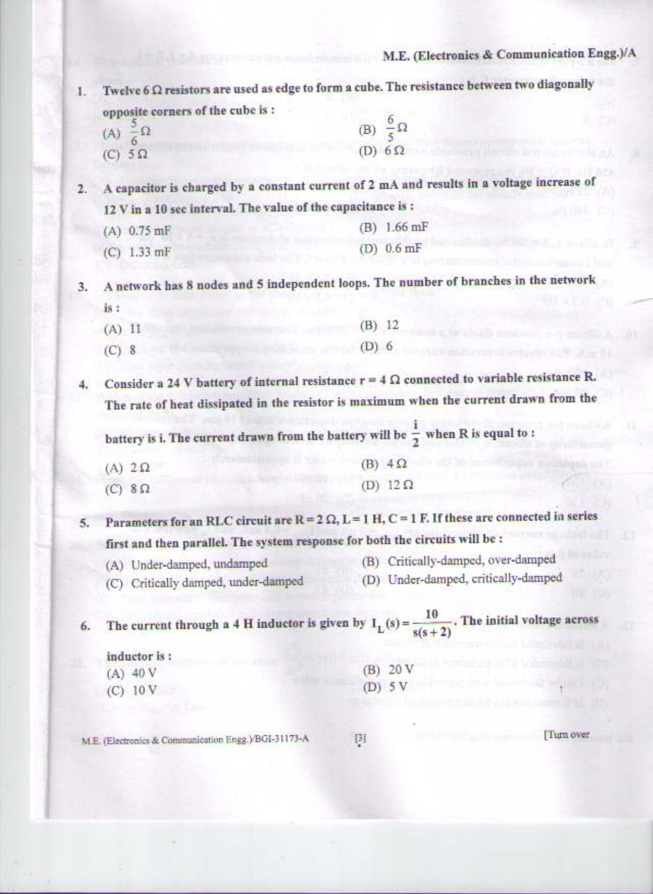 PU CET PG 2015: M.E (Electronics & Communication Engg.) Question Paper - Page 2