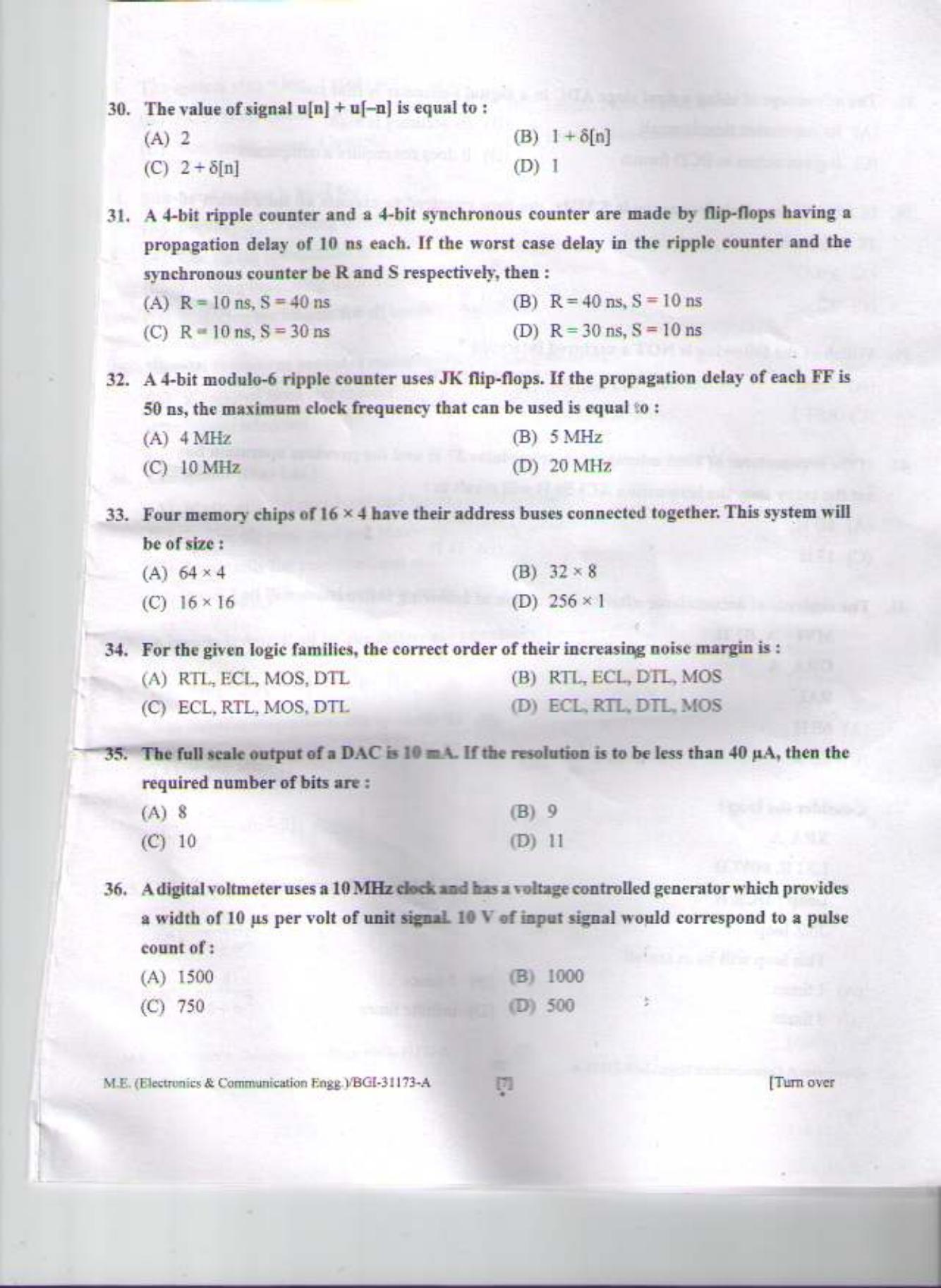 PU CET PG 2015: M.E (Electronics & Communication Engg.) Question Paper - Page 6