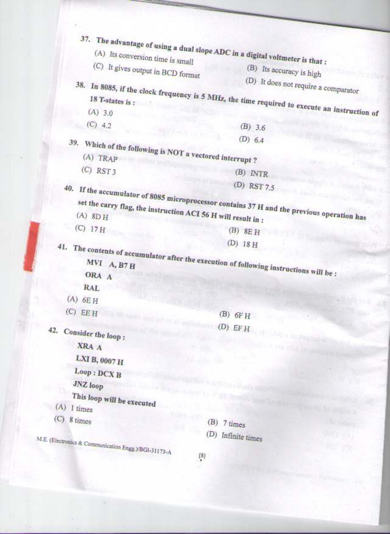 PU CET PG 2015: M.E (Electronics & Communication Engg.) Question Paper - Page 7