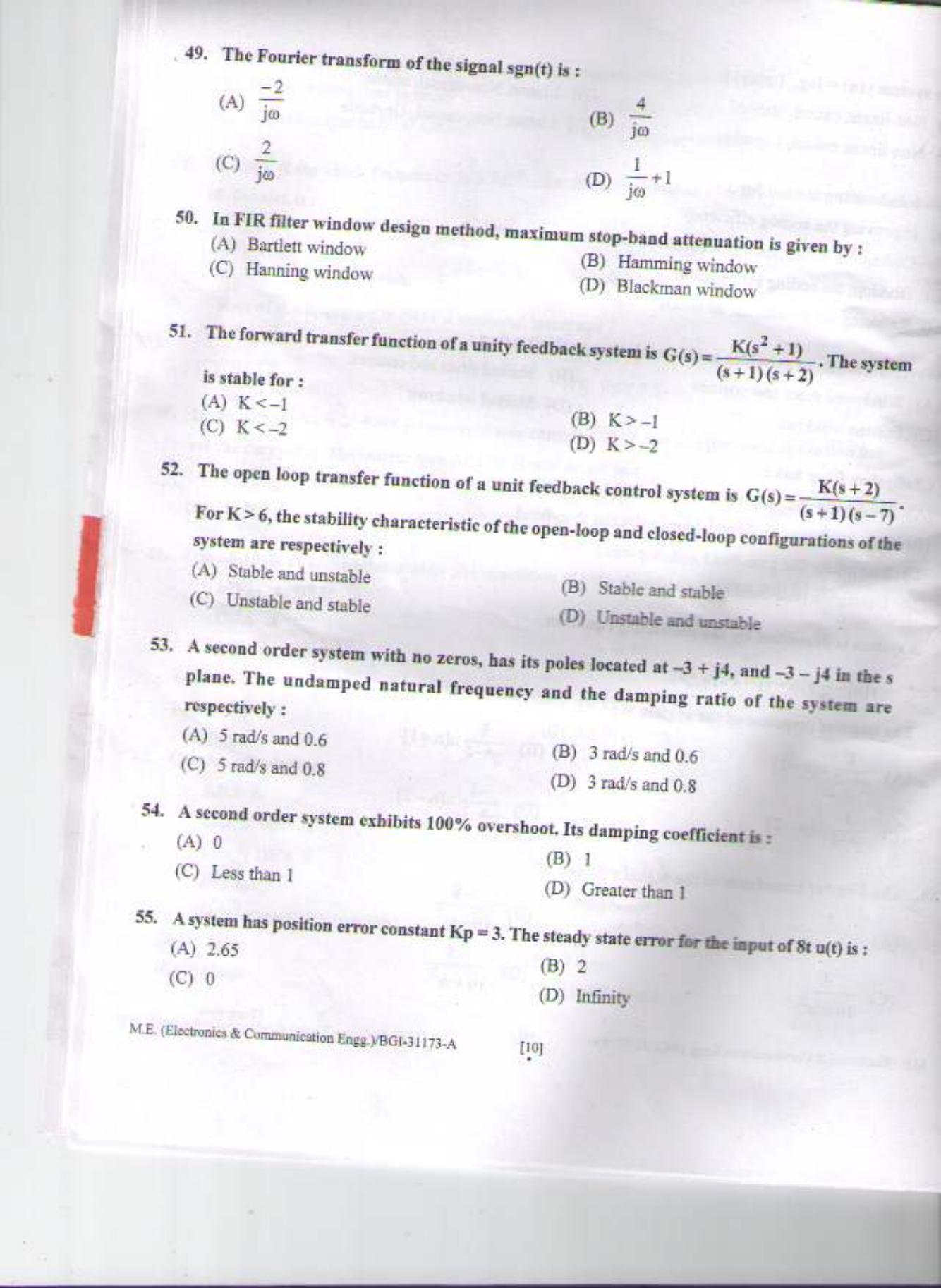 PU CET PG 2015: M.E (Electronics & Communication Engg.) Question Paper - Page 9
