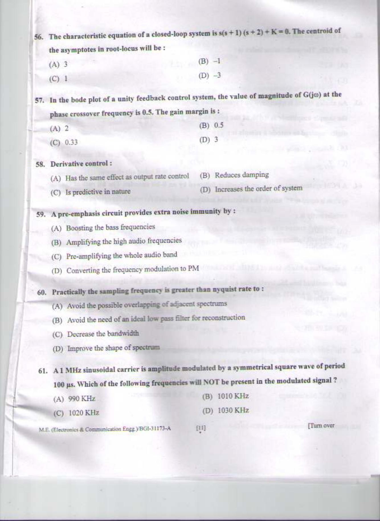 PU CET PG 2015: M.E (Electronics & Communication Engg.) Question Paper - Page 10