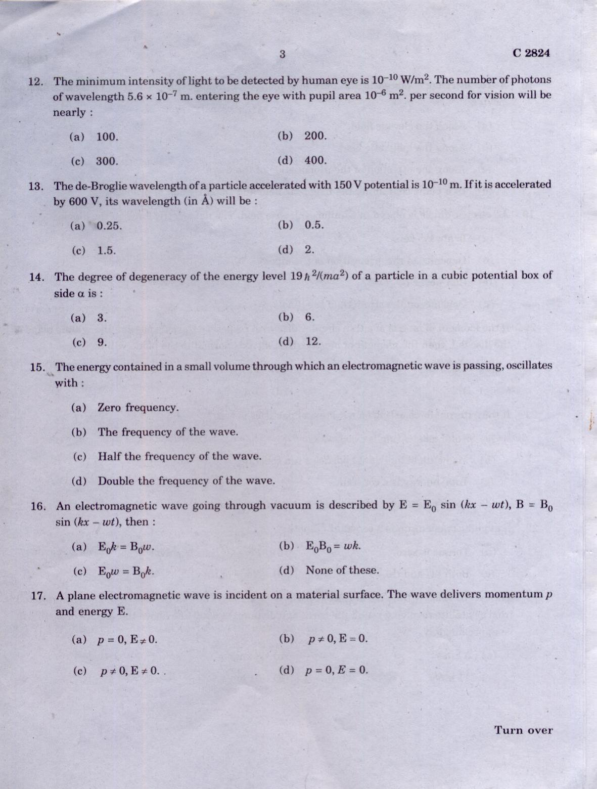 CUCAT 2021 M.Sc. Physics, M.Sc. Radiation Physics & M.Sc Physics (Nanoscience) Question Paper - Page 4