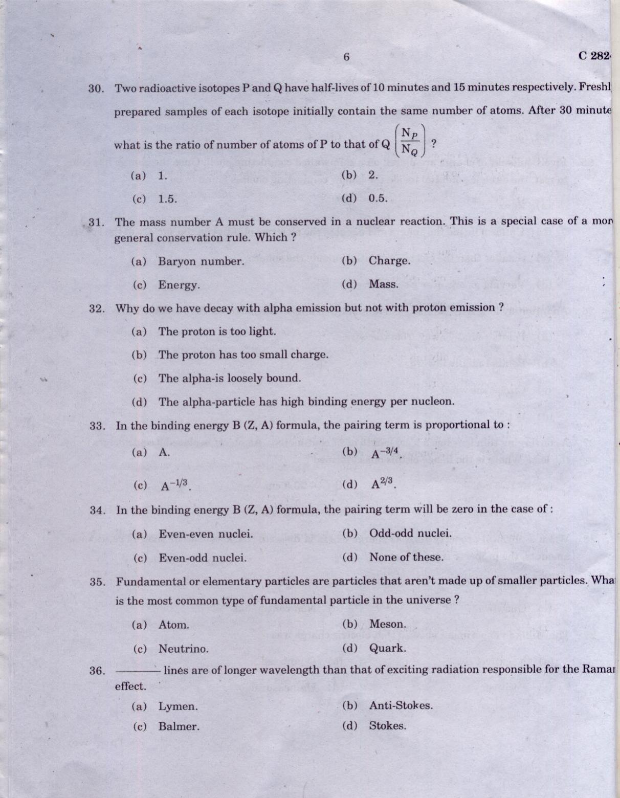 CUCAT 2021 M.Sc. Physics, M.Sc. Radiation Physics & M.Sc Physics (Nanoscience) Question Paper - Page 7
