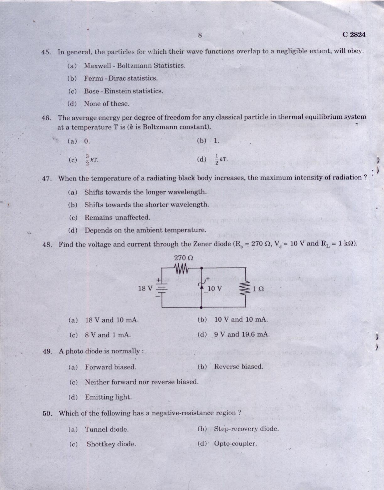 CUCAT 2021 M.Sc. Physics, M.Sc. Radiation Physics & M.Sc Physics (Nanoscience) Question Paper - Page 9