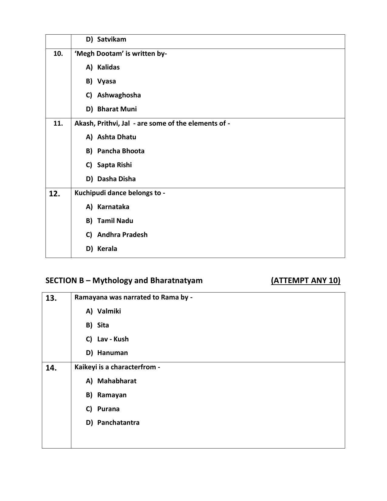 CBSE Class 12th Bharatanatyam Sample Question Paper 2021-22 - Page 3
