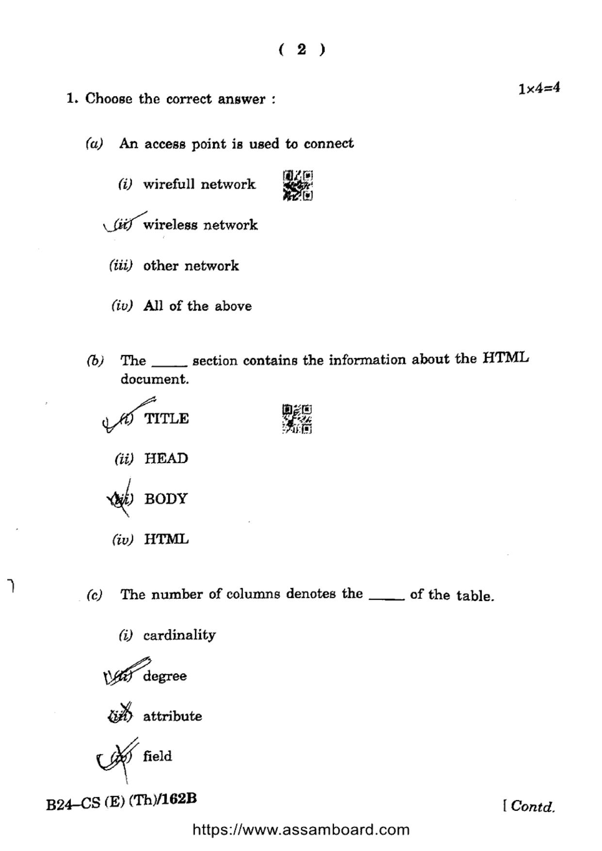 SEBA HSLC Computer Science (Elective) Question Paper 2024 - Page 2