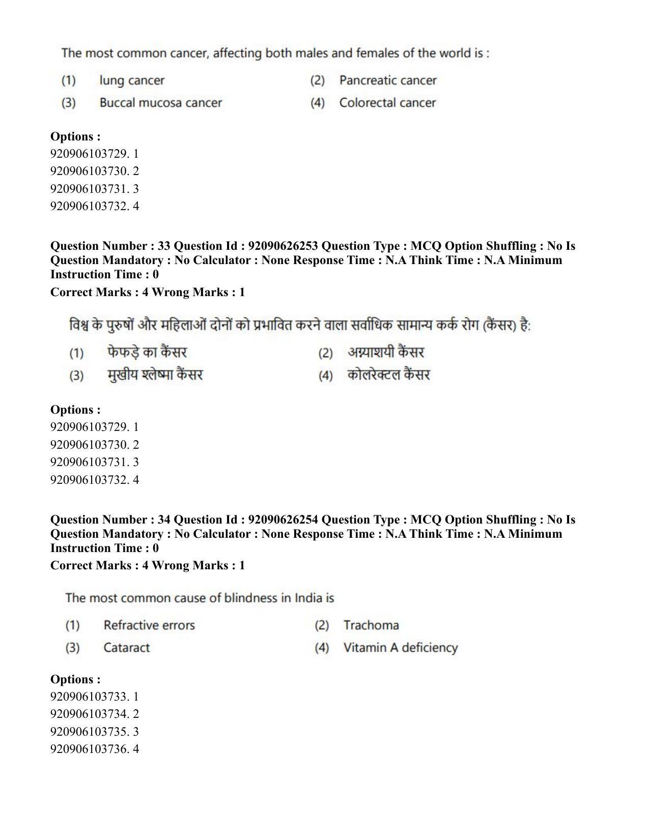 CUET PG 2023: COQP19 – Public Health (Eng) - Shift 2 (26-06-2023) Question Paper - Page 33