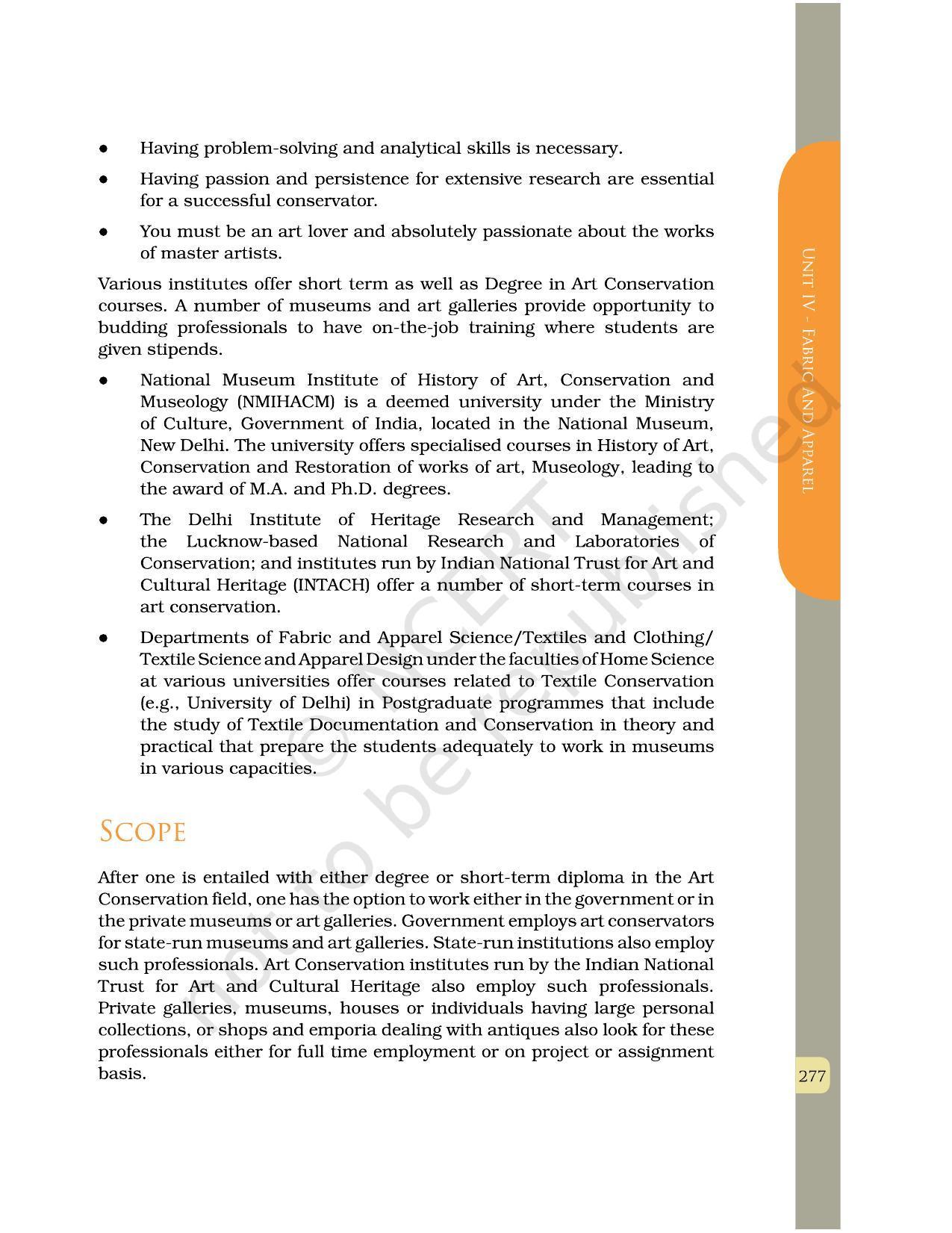 NCERT Book for Class 12 Home Science (Part -II) Chapter 14 Textile Conservation in Museums - Page 11