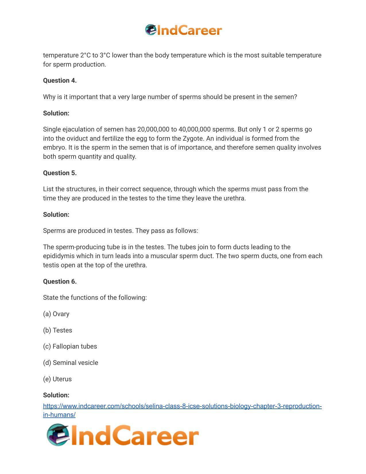 Selina Class 8 ICSE Solutions Biology : Chapter 3- Reproduction in Humans - Page 6