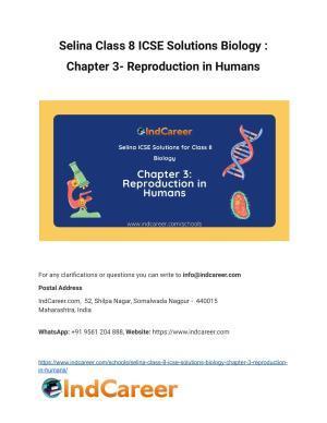 Selina Class 8 ICSE Solutions Biology : Chapter 3- Reproduction in Humans