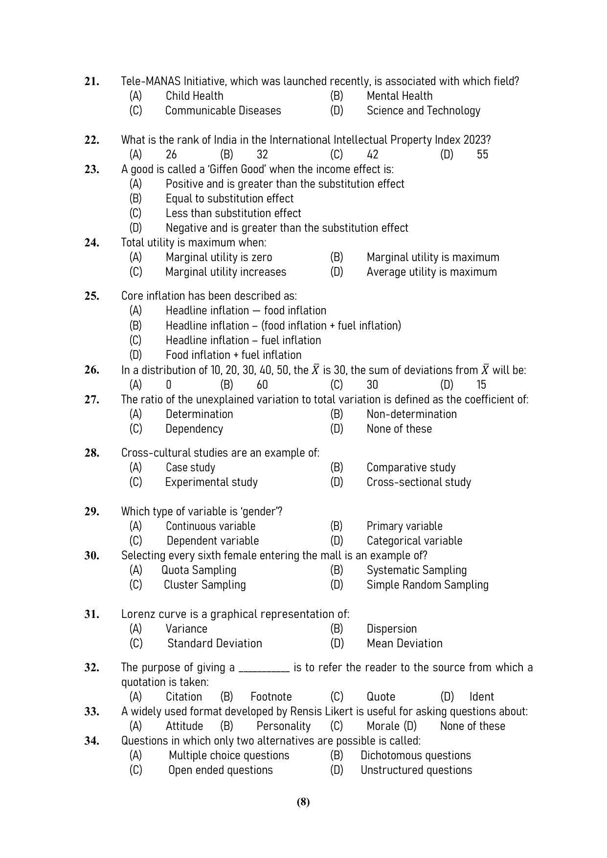 PU MPET Ancient Indian History & Archeology 2023 Question Papers - Page 8