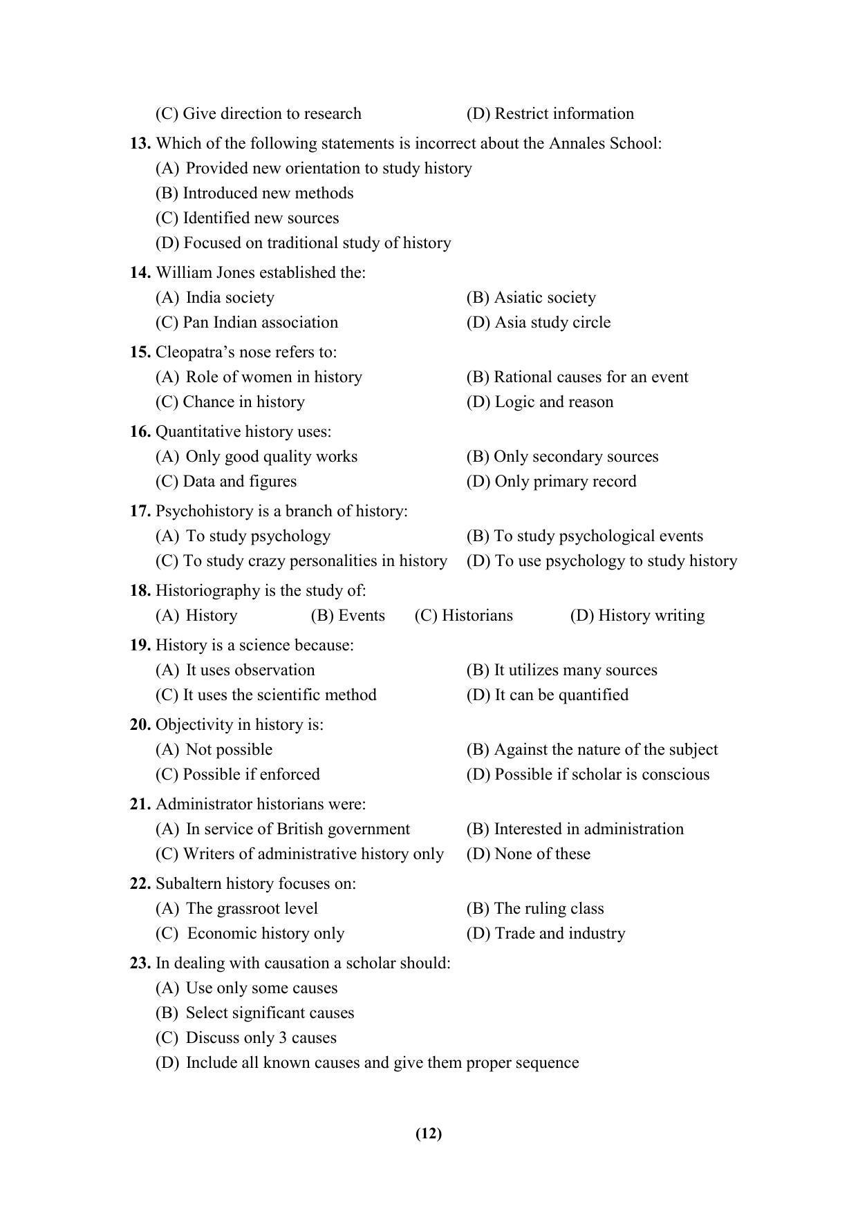 PU MPET Ancient Indian History & Archeology 2023 Question Papers - Page 12