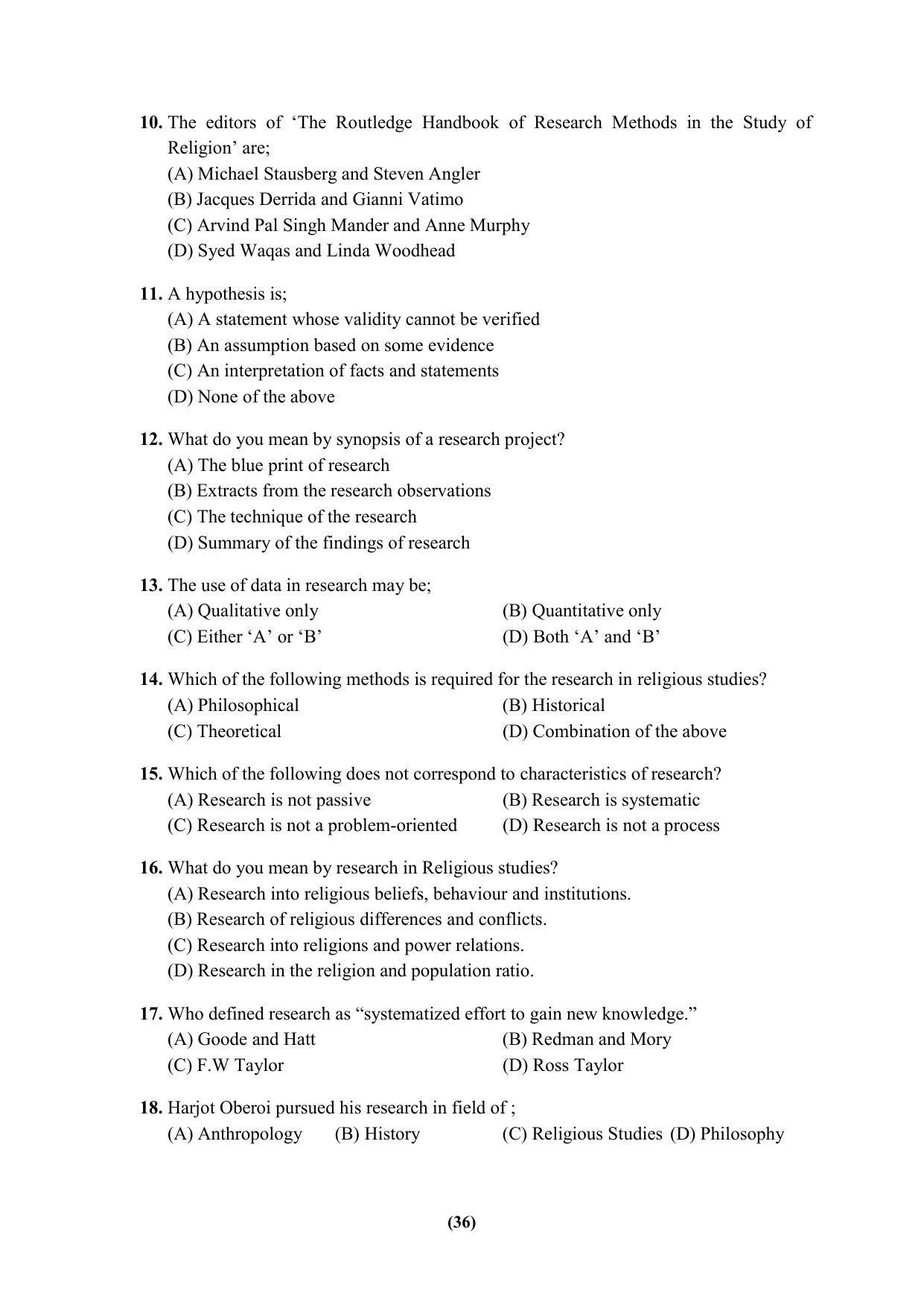PU MPET Ancient Indian History & Archeology 2023 Question Papers - Page 36