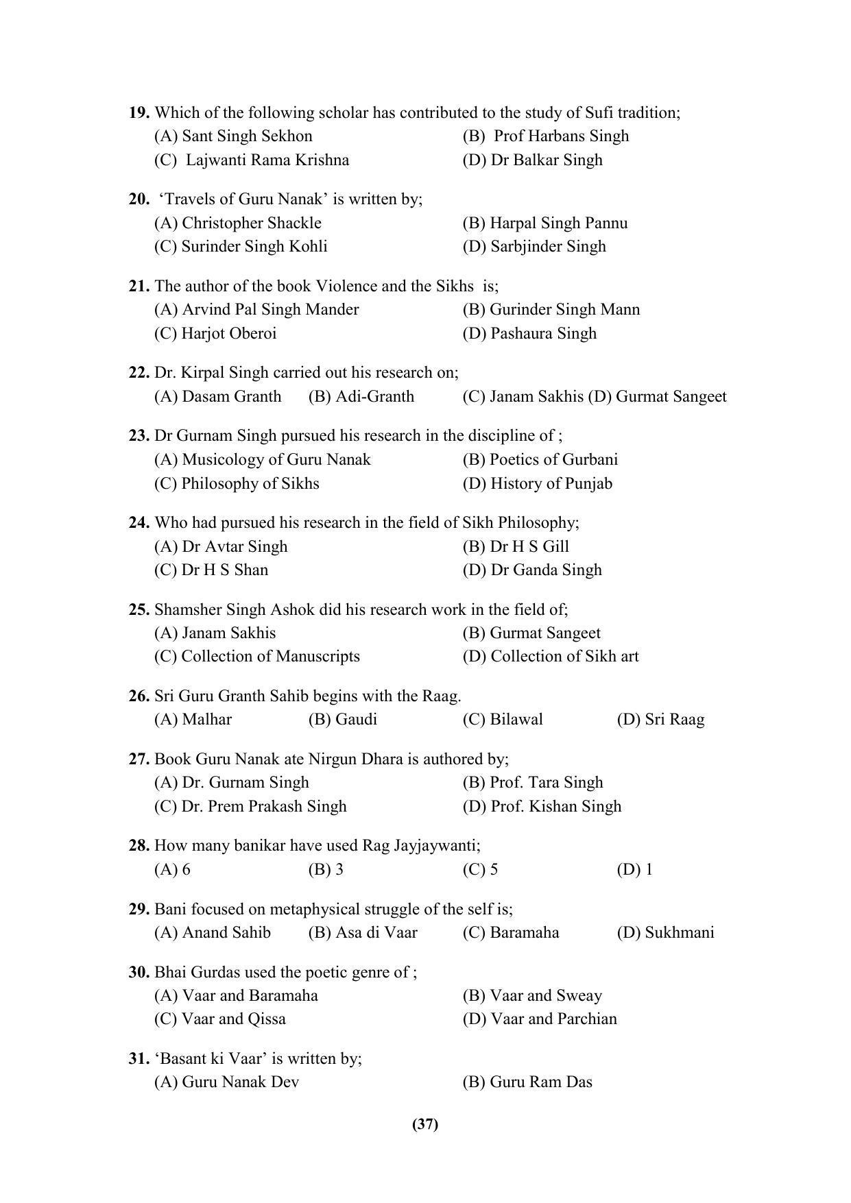 PU MPET Ancient Indian History & Archeology 2023 Question Papers - Page 37
