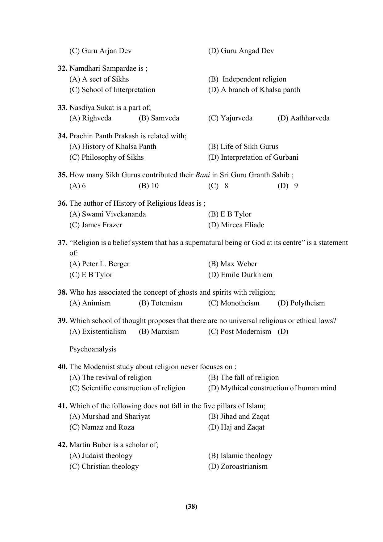 PU MPET Ancient Indian History & Archeology 2023 Question Papers - Page 38