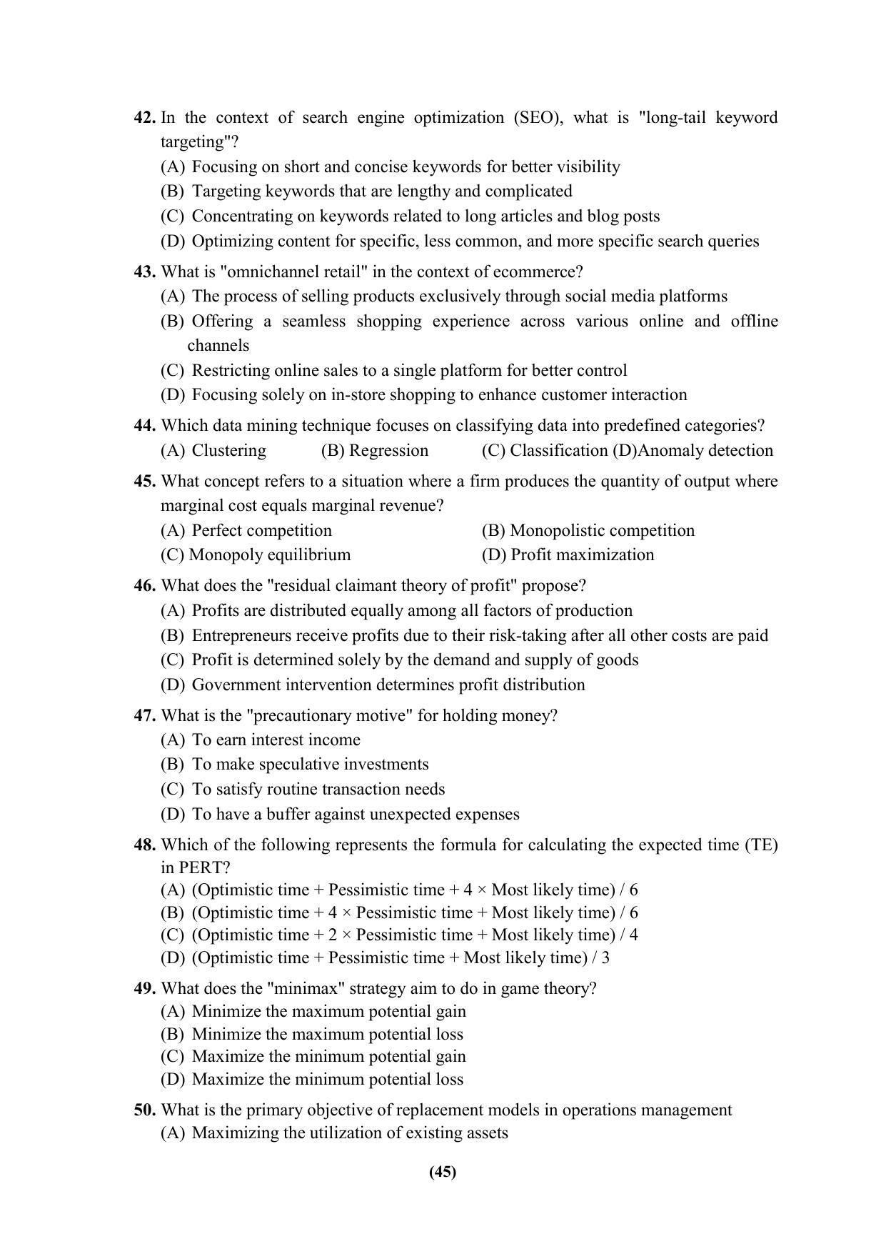 PU MPET Ancient Indian History & Archeology 2023 Question Papers - Page 45
