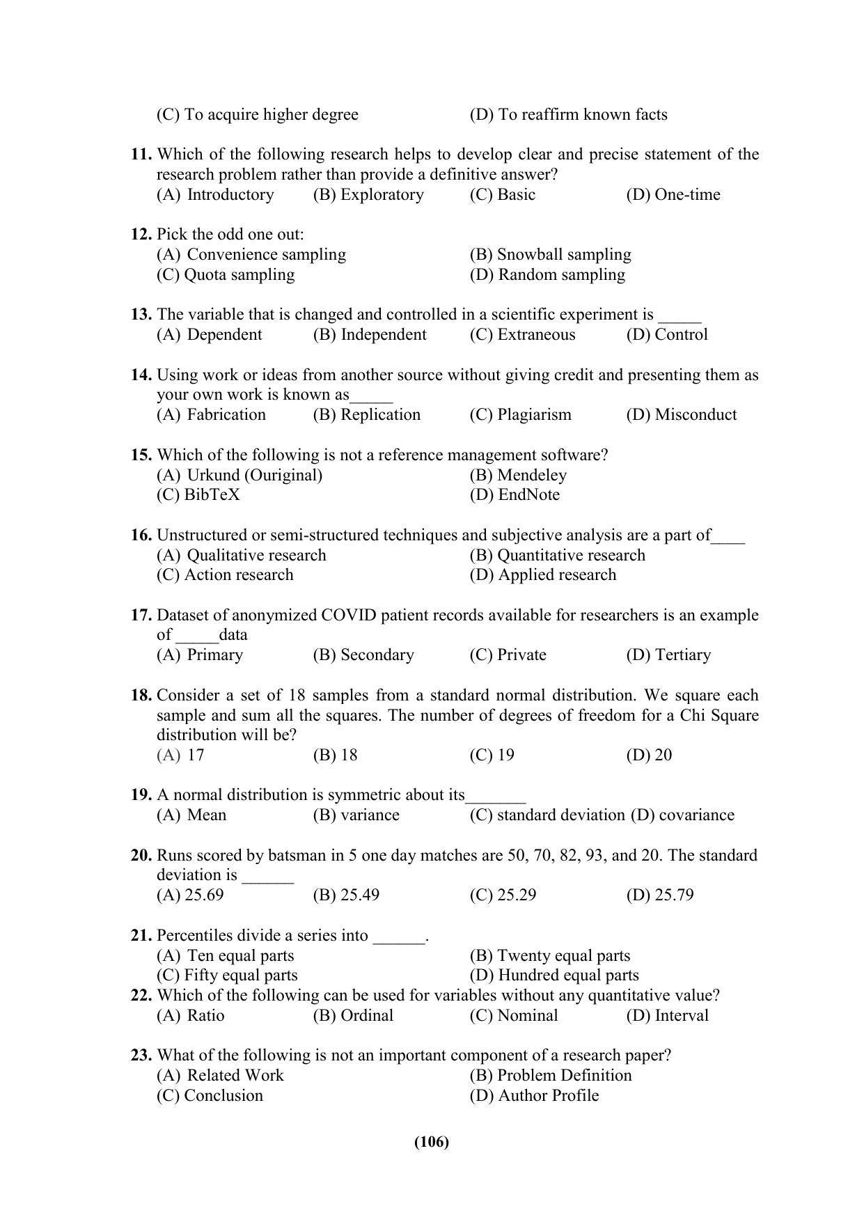 PU MPET Ancient Indian History & Archeology 2023 Question Papers - Page 106