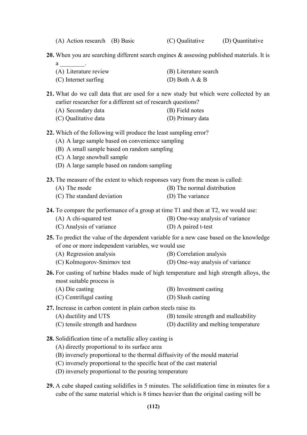 PU MPET Ancient Indian History & Archeology 2023 Question Papers - Page 112