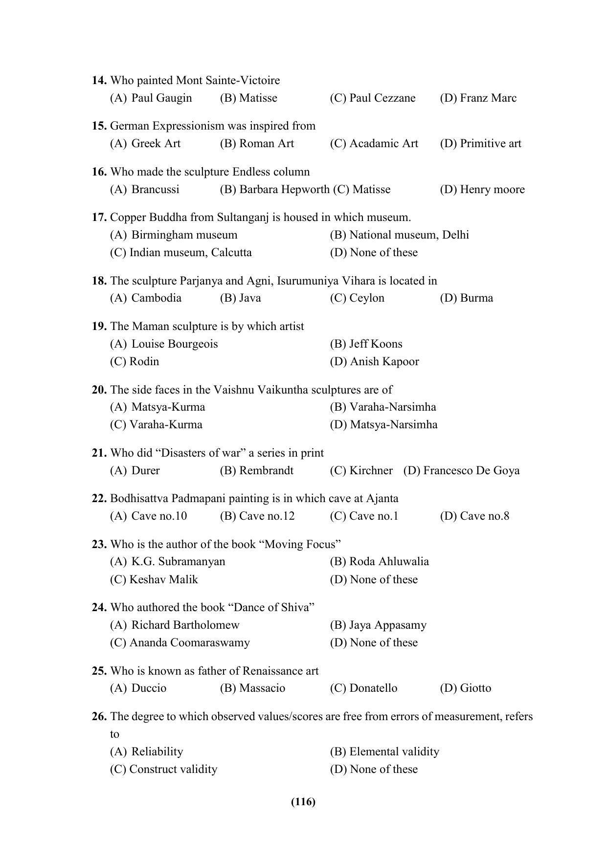 PU MPET Ancient Indian History & Archeology 2023 Question Papers - Page 116