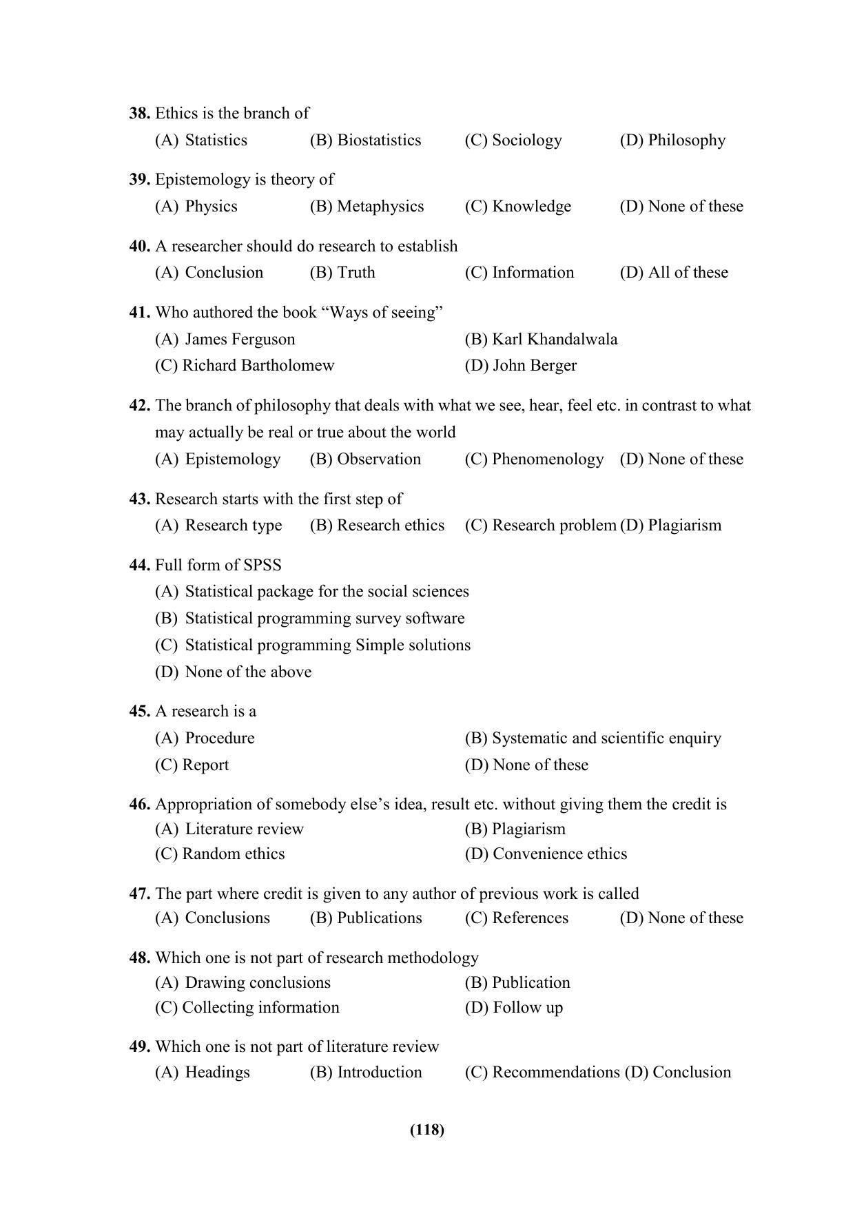 PU MPET Ancient Indian History & Archeology 2023 Question Papers - Page 118