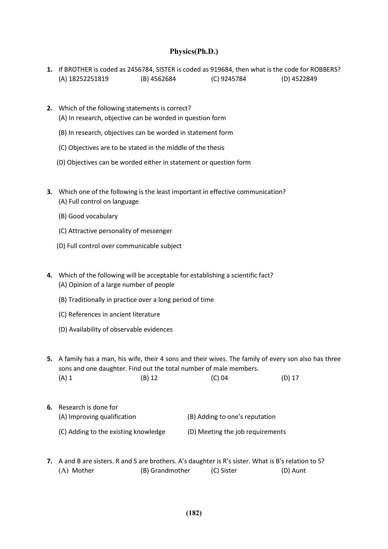 PU MPET Ancient Indian History & Archeology 2023 Question Papers - Page 182