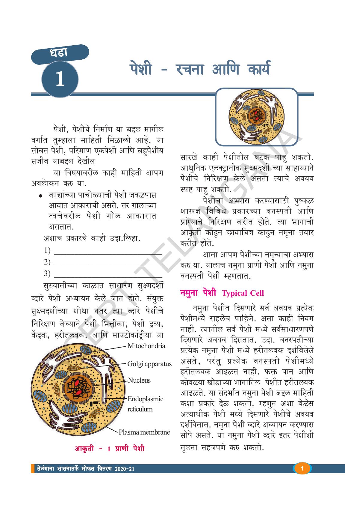 TS SCERT Class 9 Biological Science(Marathi Medium) Text Book - Page 13