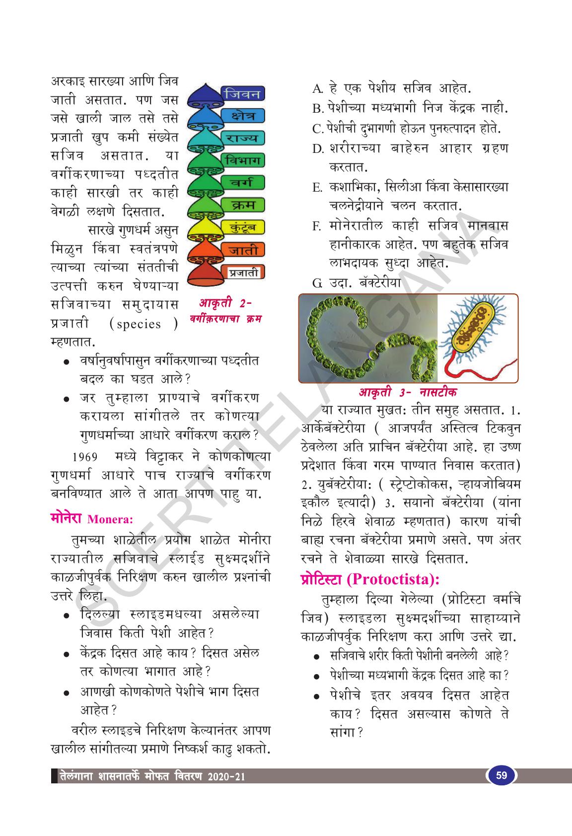 TS SCERT Class 9 Biological Science(Marathi Medium) Text Book - Page 71