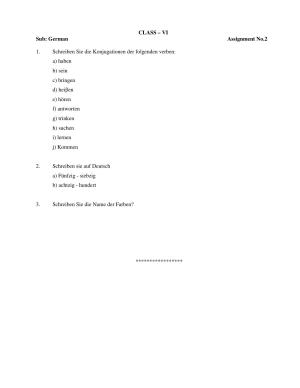 CBSE Worksheets for Class 6 German Assignment 2