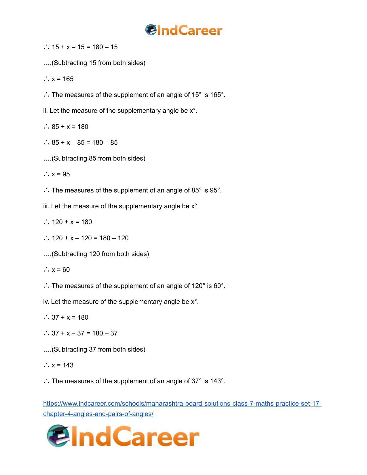 Maharashtra Board Solutions Class 7-Maths (Practice Set 17): Chapter 4- Angles and Pairs of Angles - Page 3