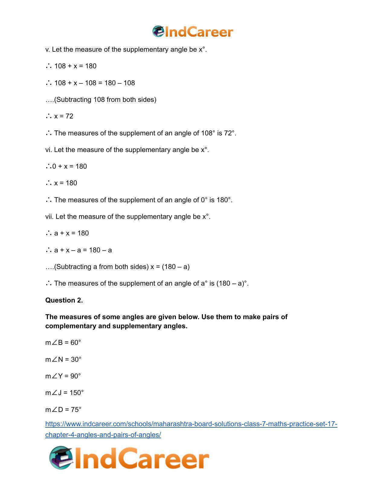 Maharashtra Board Solutions Class 7-Maths (Practice Set 17): Chapter 4- Angles and Pairs of Angles - Page 4