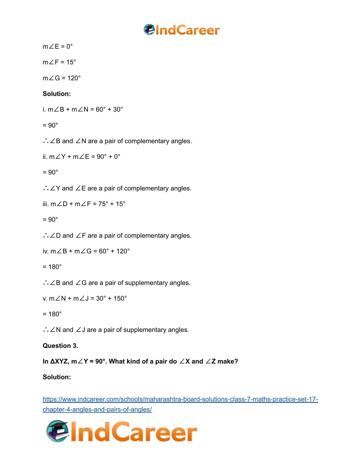 Maharashtra Board Solutions Class 7-Maths (Practice Set 17): Chapter 4- Angles and Pairs of Angles - Page 5