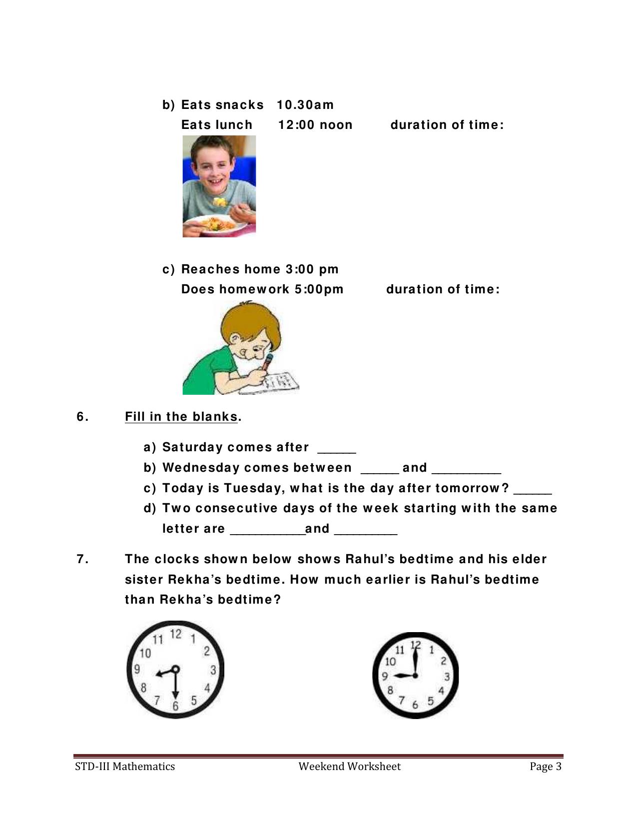 Worksheet for Class 3 Mathematics Time Assignment - MATHWIZ (31.01.2014) - Page 3