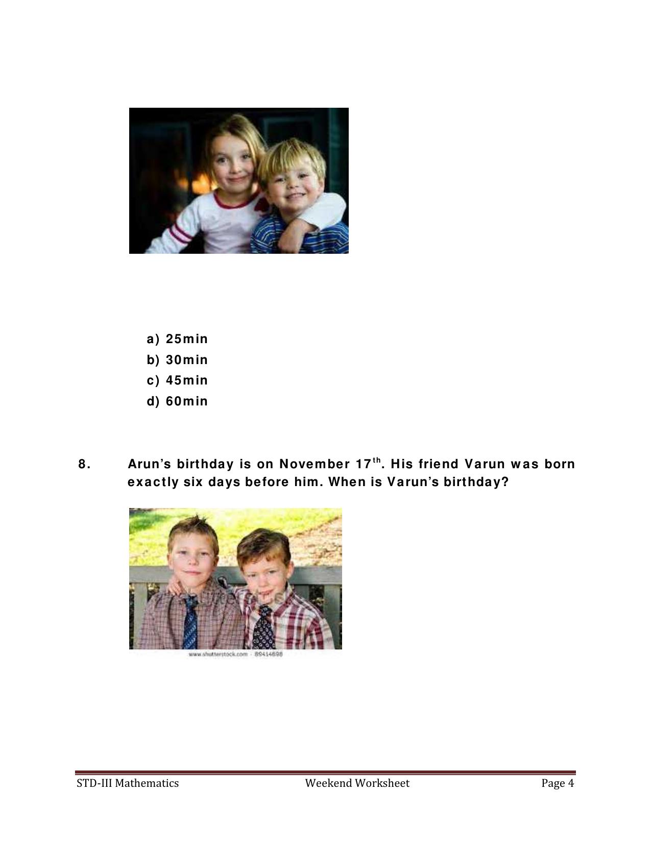 Worksheet for Class 3 Mathematics Time Assignment - MATHWIZ (31.01.2014) - Page 4